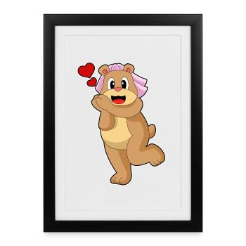 Bear Bride Veil Wedding - Framed poster (27 × 37 cm) - black - Front
