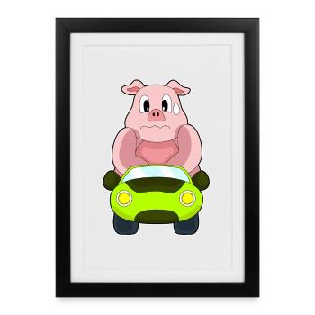 Pig Car - Framed poster (27 × 37 cm) - black - Front