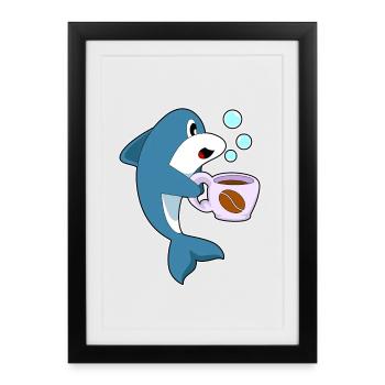 Tasse à café Delfin - Affiche encadrée (27 × 37 cm) - noir - Devant