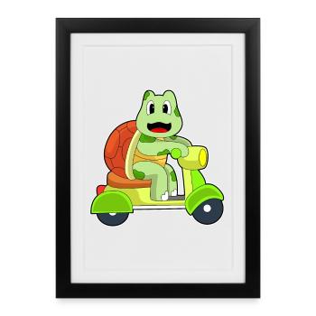 Turtle Scooter - Affiche encadrée (27 × 37 cm) - noir - Devant