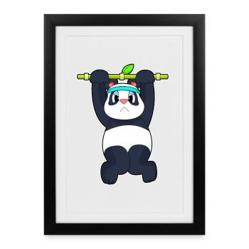Panda Bodybuilder Pull-ups Bodybuilding - Framed poster (27 × 37 cm) - black - Front
