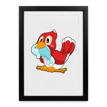 Papagei Fisch - Gerahmtes Poster (27 × 37 cm) - Schwarz - Vorne