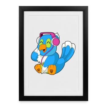 Parrot Musique Casque - Affiche encadrée (27 × 37 cm) - noir - Devant