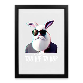 Lapin hipster cool trop branché pour hop - Affiche encadrée (27 × 37 cm) - noir - Devant