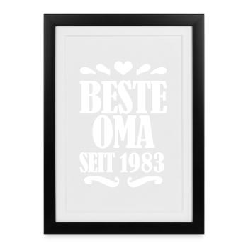 Beste Oma seit 1983 - Oma Geschenk - Gerahmtes Poster (27 × 37 cm) - Schwarz - Vorne