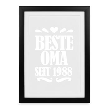Beste Oma seit 1988 - Oma Geschenk - Gerahmtes Poster (27 × 37 cm) - Schwarz - Vorne