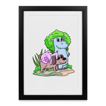 Animaux mignons - Affiche encadrée (27 × 37 cm) - noir - Devant
