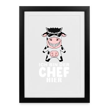 coole Kuh Chef Spruch - Gerahmtes Poster (27 × 37 cm) - Schwarz - Vorne