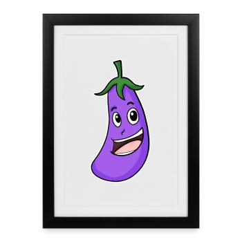 Motif aubergine - Affiche encadrée (27 × 37 cm) - noir - Devant