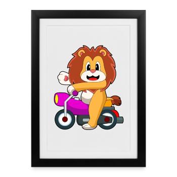 Moto Lion - Affiche encadrée (27 × 37 cm) - noir - Devant
