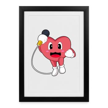 Heart Singer Microphone Singing - Framed poster (27 × 37 cm) - black - Front