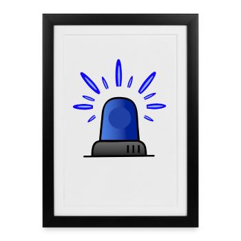 Sirène de lumière bleue - Affiche encadrée (27 × 37 cm) - noir - Devant