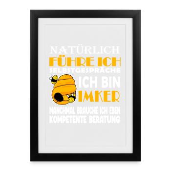 Imker Honig Imkerei - Imker Geschenk - Gerahmtes Poster (27 × 37 cm) - Schwarz - Vorne