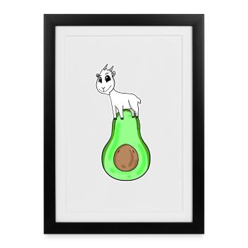 Chèvre sur avocat - Affiche encadrée (27 × 37 cm) - noir - Devant