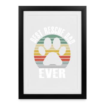 Best Rescue Dad Ever Vintage Retro Dog Cat Lover - Framed poster (27 × 37 cm) - black - Front