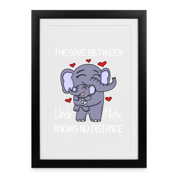 Oncle et nièce Cadeau d’éléphant d’amour - Affiche encadrée (27 × 37 cm) - noir - Devant