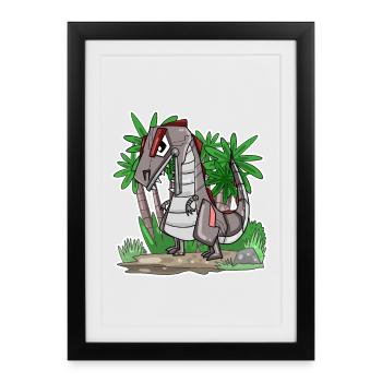 Robot Dino Dinosaur - Framed poster (27 × 37 cm) - black - Front