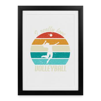 J’aime vraiment le volleyball - Affiche encadrée (27 × 37 cm) - noir - Devant