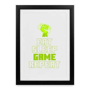 Manger le jeu de sommeil Répéter - Affiche encadrée (27 × 37 cm) - noir - Devant