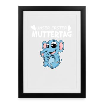 Muttertag - erster Muttertag Geschenk - Gerahmtes Poster (27 × 37 cm) - Schwarz - Vorne