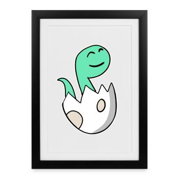 Dinosaur Egg Dino Baby Motif - Affiche encadrée (27 × 37 cm) - noir - Devant