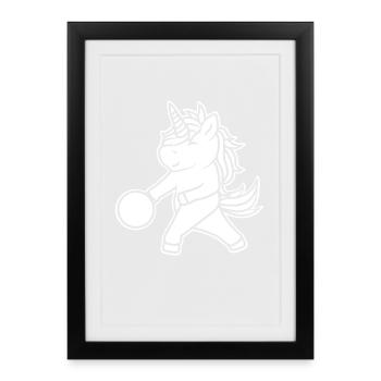 Licorne Bowler Enfants - Affiche encadrée (27 × 37 cm) - noir - Devant