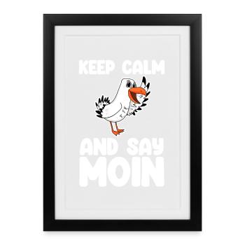 Nordsee Begrüßung Spruch Moin - Gerahmtes Poster (27 × 37 cm) - Schwarz - Vorne