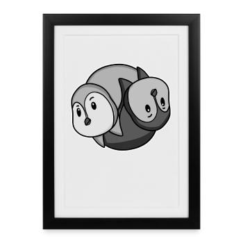 Pingouin Yin Yang Symbole - Affiche encadrée (27 × 37 cm) - noir - Devant