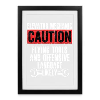 Elevator Mechanic Flying Tools Technician - Framed poster (27 × 37 cm) - black - Front