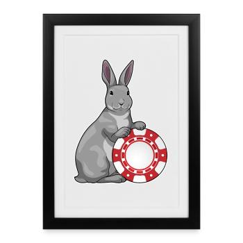 Bunny Poker Jetons de poker - Affiche encadrée (27 × 37 cm) - noir - Devant