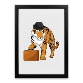 Mallette Tiger Entrepreneur - Affiche encadrée (27 × 37 cm) - noir - Devant