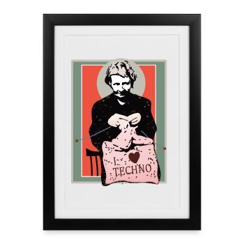 Techno Nähkunst Illustration - Gerahmtes Poster (27 × 37 cm) - Schwarz - Vorne