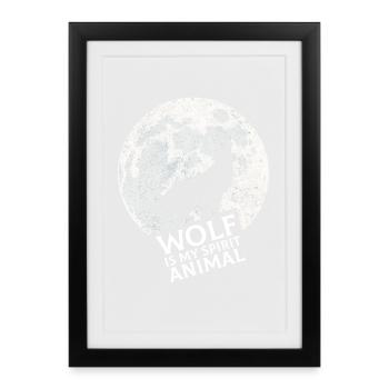 Le loup est mon animal spirituel - Affiche encadrée (27 × 37 cm) - noir - Devant