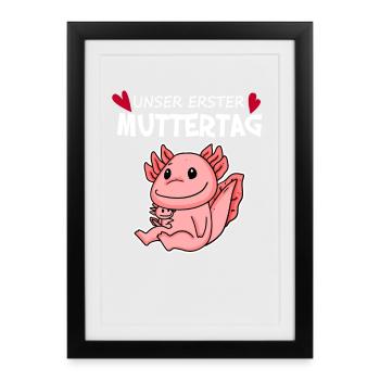 Muttertag - erster Muttertag Geschenk - Gerahmtes Poster (27 × 37 cm) - Schwarz - Vorne