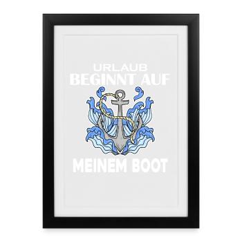 Urlaub Boot - Gerahmtes Poster (27 × 37 cm) - Schwarz - Vorne