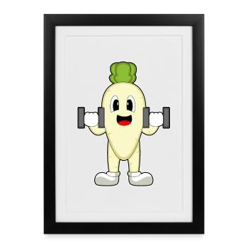 Bodybuilder Radis Haltères Bodybuilding - Affiche encadrée (27 × 37 cm) - noir - Devant