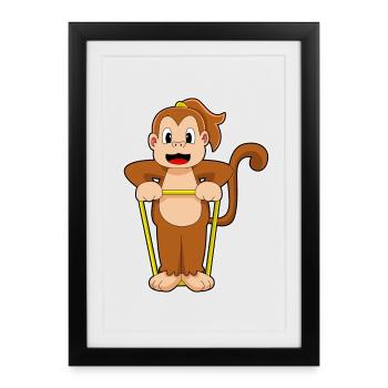 Gymnastique de gymnastique Monkey Workout - Affiche encadrée (27 × 37 cm) - noir - Devant