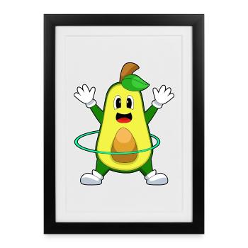 Gymnastique d’entraînement avec cerceau de fitness Avocado - Affiche encadrée (27 × 37 cm) - noir - Devant