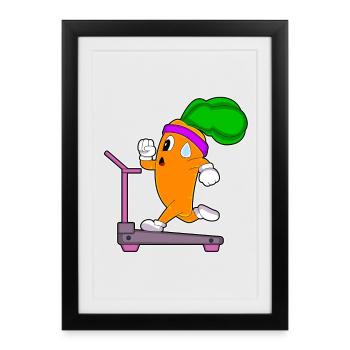 Fitness sur tapis roulant pour l’entraînement à la carotte - Affiche encadrée (27 × 37 cm) - noir - Devant