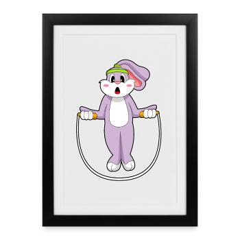 Fitness à la corde à sauter à la corde en lapin - Affiche encadrée (27 × 37 cm) - noir - Devant