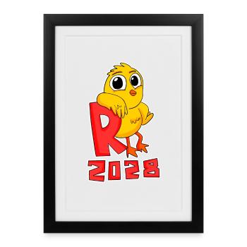 Renteneintritt 2028 Rentner Ruhestand Rente - Gerahmtes Poster (27 × 37 cm) - Schwarz - Vorne