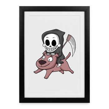 Chien Faucheur - Affiche encadrée (27 × 37 cm) - noir - Devant