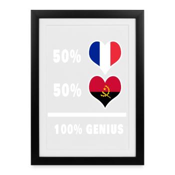 Drapeaux Angola et France 100% génial - Affiche encadrée (27 × 37 cm) - noir - Devant