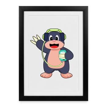 Mole Headphones Music - Framed poster (27 × 37 cm) - black - Front