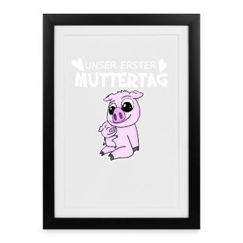 Muttertag - erster Muttertag Geschenk - Gerahmtes Poster (27 × 37 cm) - Schwarz - Vorne