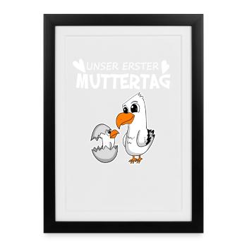 Muttertag - erster Muttertag Geschenk - Gerahmtes Poster (27 × 37 cm) - Schwarz - Vorne