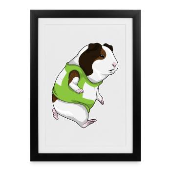 Cochon d’Inde joggeur jogging sport - Affiche encadrée (27 × 37 cm) - noir - Devant