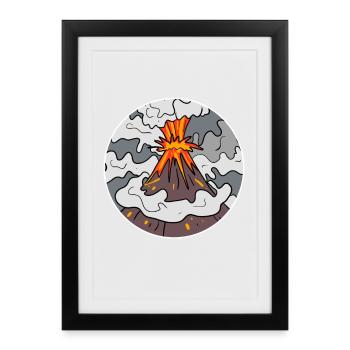 Volcano Mountain Circle Montagnes Volcans - Affiche encadrée (27 × 37 cm) - noir - Devant