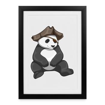 Chapeau de pirate panda - Affiche encadrée (27 × 37 cm) - noir - Devant