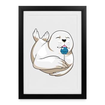 Seal lollipop - Framed poster (27 × 37 cm) - black - Front